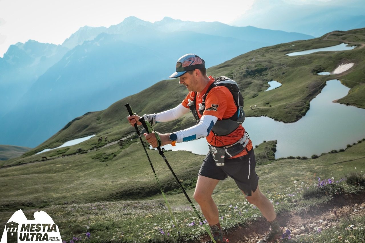 Coach Claude climbing during Mestia Ultra, Svaneti, Georgia